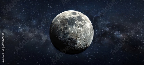 Panoramic view of the moon out in the space photo