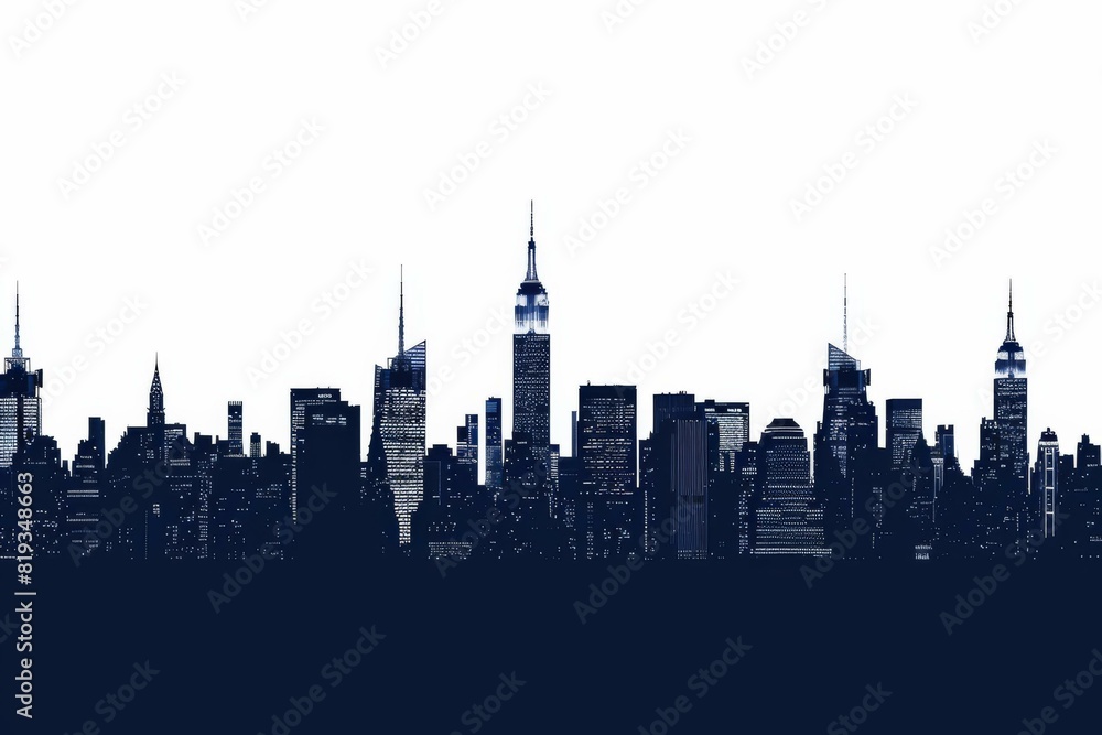 New York City skyline silhouette with iconic buildings and clear sky ...