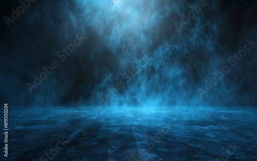 Misty blue haze over a dark  illuminated surface.