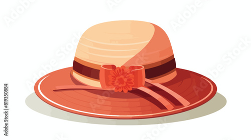 Woman floppy hat with wide brim decorated with ribb photo