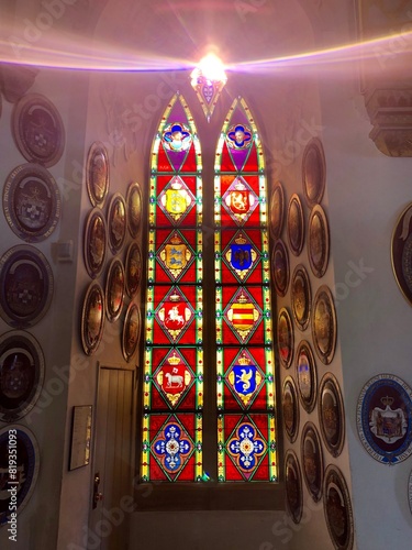 Castle stained glass window