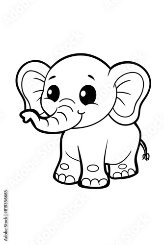 Happy baby elephant cartoon sitting  with big ears and trunk gesture