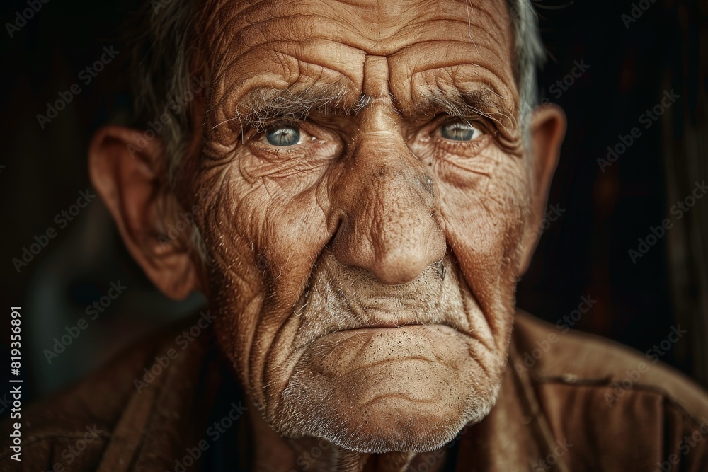 Side profile shot of an older individual with emphasis on their jacket and side of their hair Side profile shot of an older individual with emphasis on their jacket and side of their hair