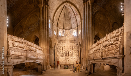Medieval altar of the Royal Abbey of Santa Maria de Poblet in Catalonia, Spain
