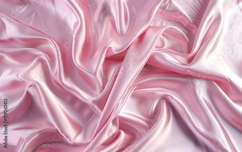 Soft pink satin fabric draped elegantly with delicate folds.