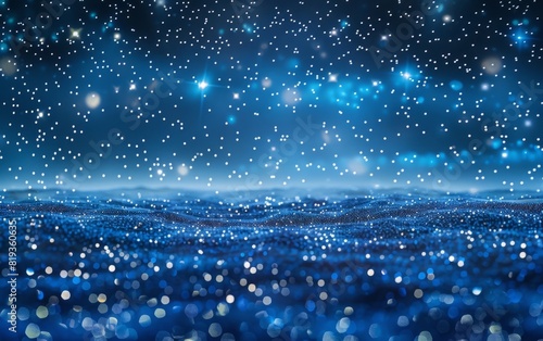Starry blue night transformed into an abstract sea of sparkling lights. © OLGA
