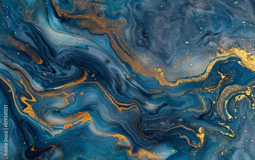 Swirling blues and golds in an abstract, marbled texture.