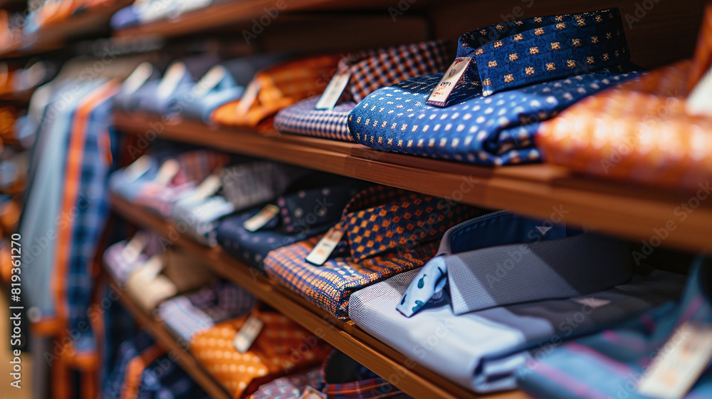 men's high-end luxury clothing store with shirts and ties on display