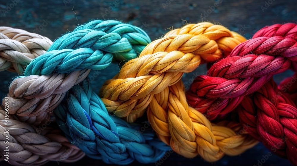 Team rope diverse strengths connect partnership teamwork unity communicates support. Strong diverse network rope team concept integrates braid color background cooperation empower power. Team rope diverse strengths connect partnership teamwork unity communicates support. Strong diverse network rope team concept integrates braid color background cooperation empower power.