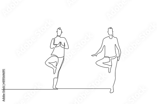 women pilates pose sport lifestyle one line art design vector