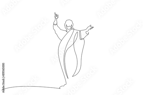 jesus god greek old man full body length culture religion christian one line art design vector