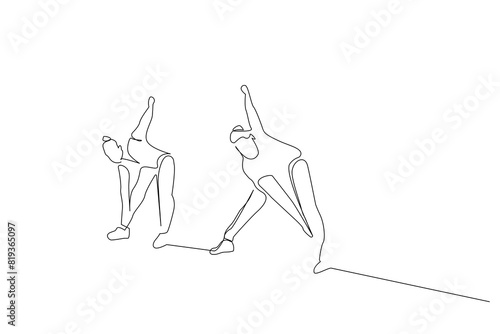 women pilates pose sport lifestyle one line art design vector