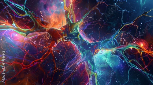 An abstract representation of a neural network as a luminous, fluid-like energy field, blending organic and digital aesthetics