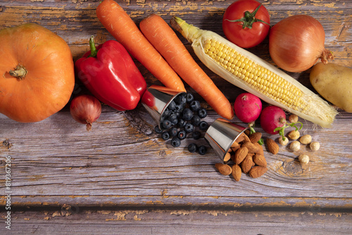 fresh fruit and vegetable photo on non isolated background