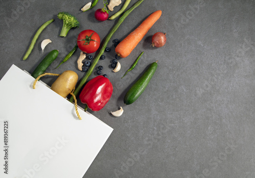 fresh fruit and vegetable photo on non isolated background