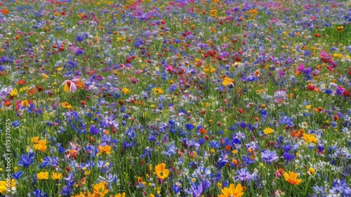field of flowers on a spring day