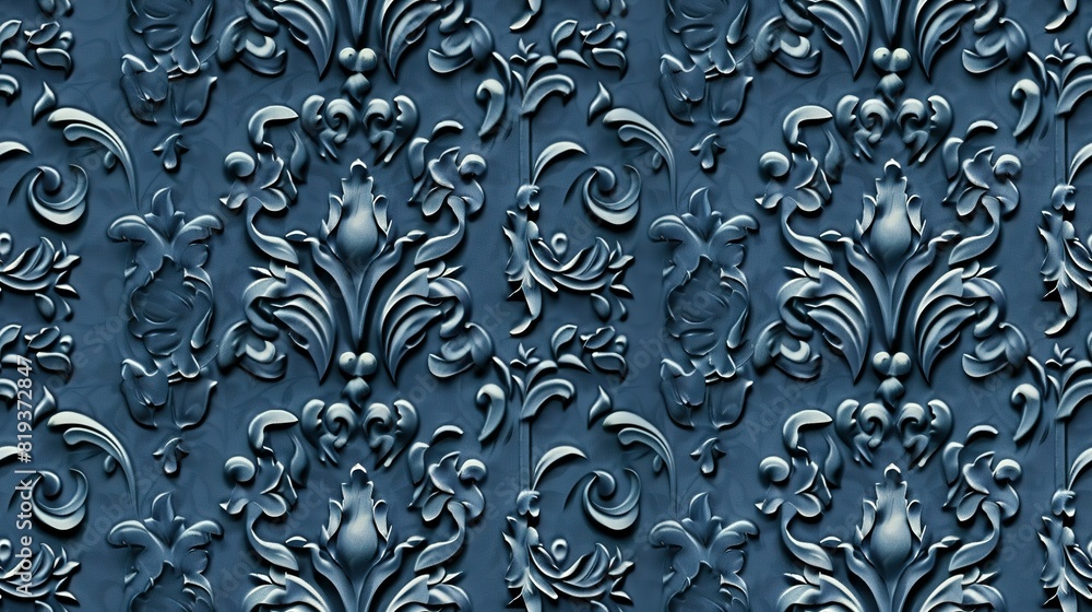 Blue wallpaper with damask pattern background, Blue wallpaper with damask pattern background,