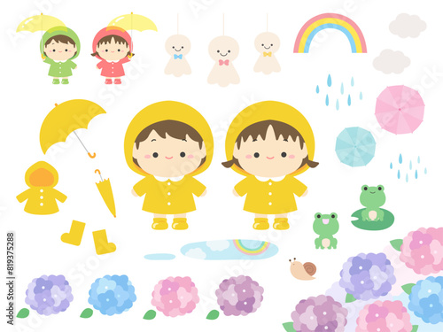 梅雨のイラスト素材セット