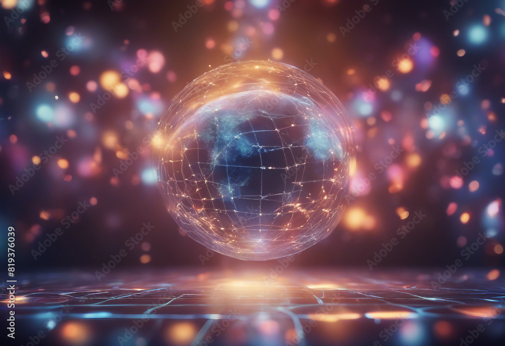 Creative network and world hologram background Creative network and world hologram background