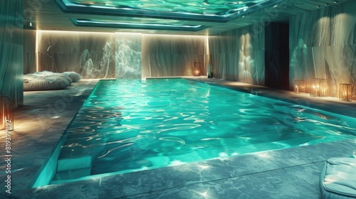 Swimming pool with an infinity effect photo