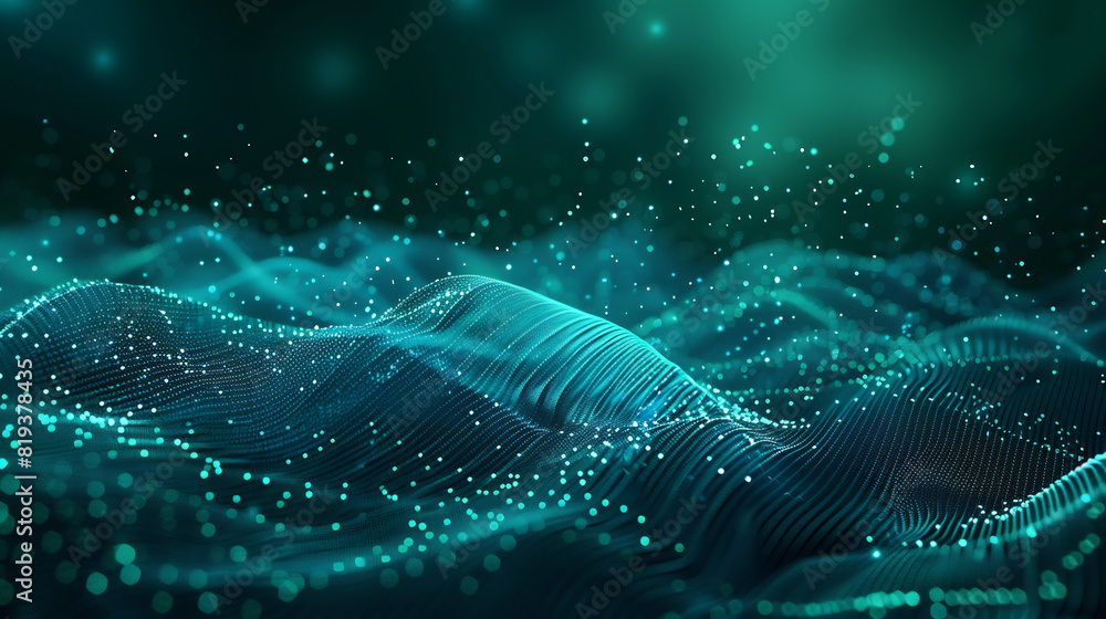 Naklejka premium Abstract Turquoise Digital Wave