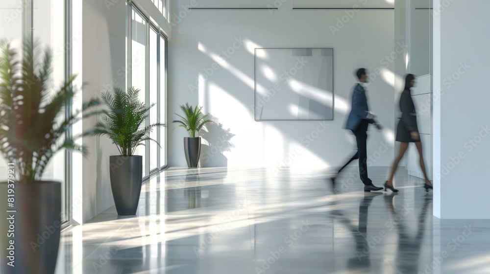 Teamwork Walk in Modern Office Setting Teamwork Walk in Modern Office Setting