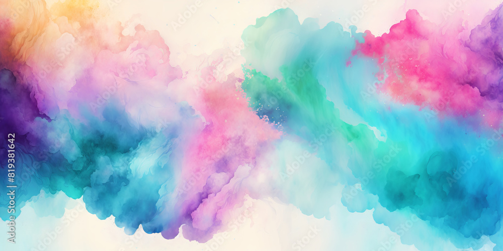 Abstract watercolor background with gradient hues blending multiple colors for versatile backgrounds or creativity