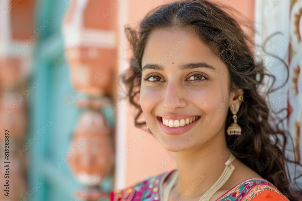 Young woman smiling face portrait
