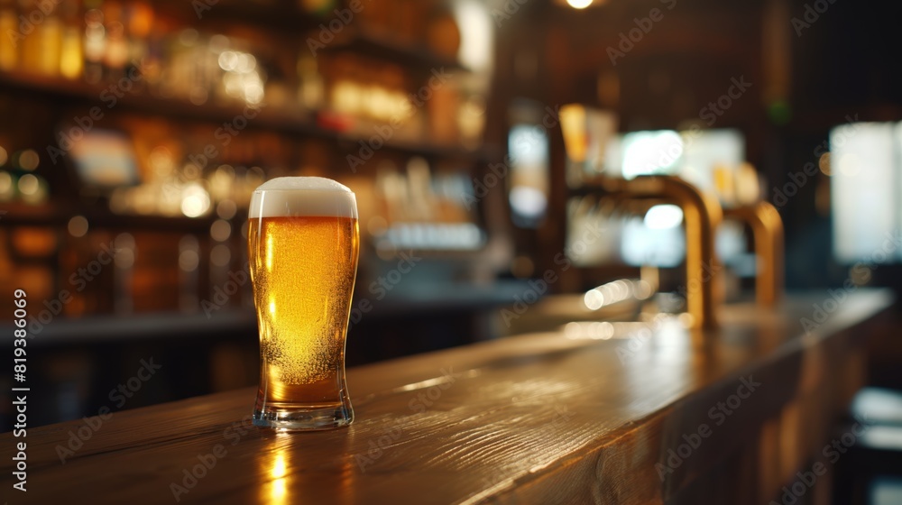 glass of beer on bar glass of beer on bar