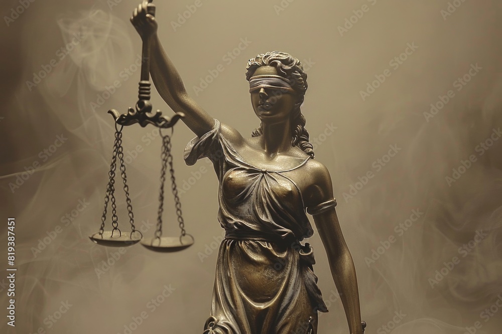 Themis statue, symbol of law and justice, holding scales and blindfolded, representing balance and impartiality Themis statue, symbol of law and justice, holding scales and blindfolded, representing balance and impartiality