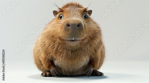 fat cute fluffy tortoiseshell capybara with a belly, funny facial expressions, Exaggerated actionï photo