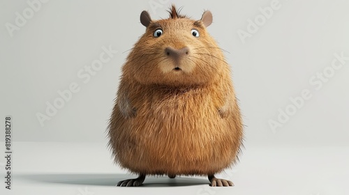 fat cute fluffy tortoiseshell capybara with a belly, funny facial expressions, Exaggerated actionï