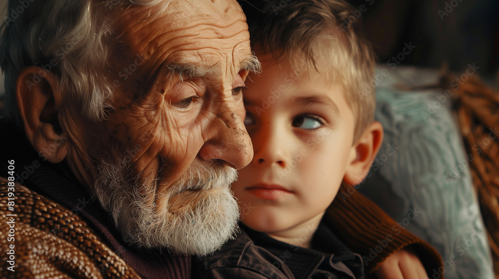 Photo of Interaction Between Older Man and Young Boy Photo of Interaction Between Older Man and Young Boy