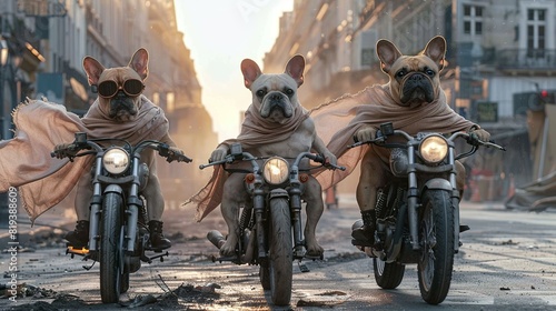 Crazy dog ​​bikers photo