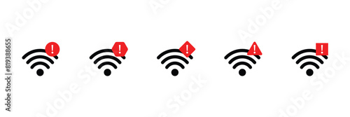 Set of no signal icon. No network connection internet symbol. Vector Illustration.