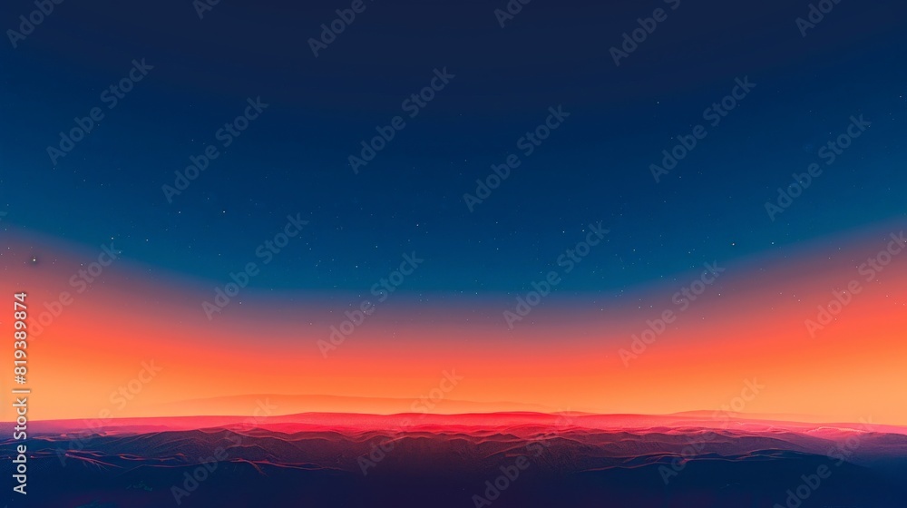 Early morning horizon with a gradient from dark blue to bright orange, signaling the dawn of a new day.
