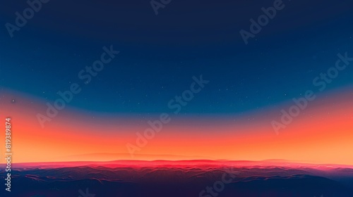 Early morning horizon with a gradient from dark blue to bright orange, signaling the dawn of a new day.
