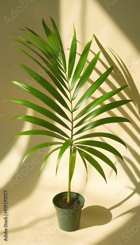 A houseplant in a flowerpot  a small palm tree sitting on a table