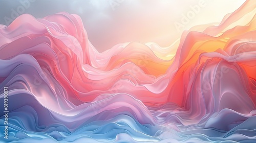Flow form stage background, light pink and light blue, surface flatness, C4D, Oc and Blender pure white background, studio lighting, photo