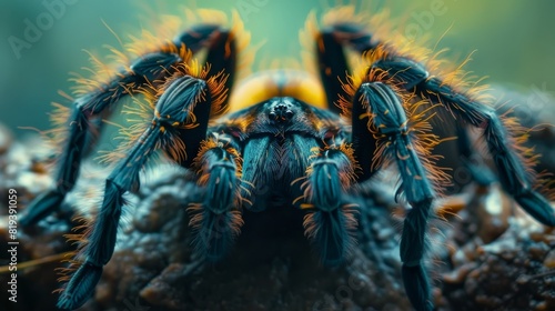 Close-up of a Tarantula Spider with Vibrant Colors and Detailed Texture
