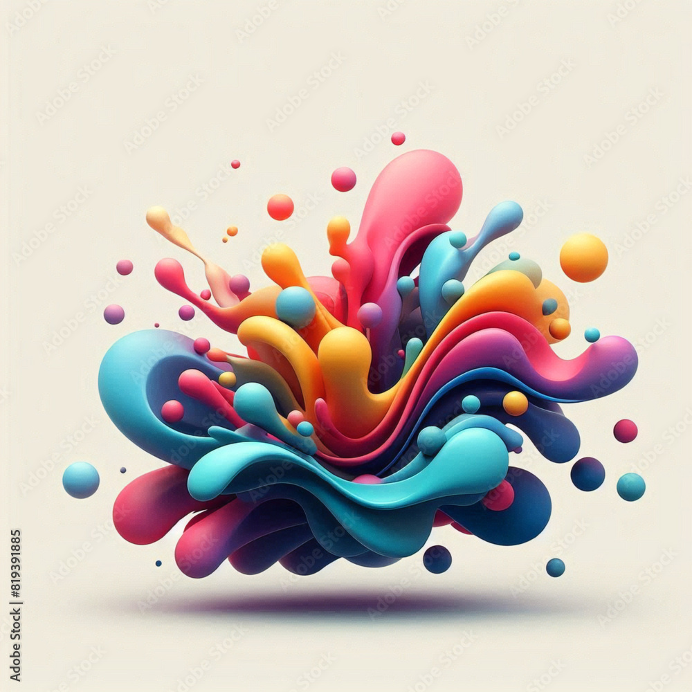 Obraz premium 抽象的な大理石のアクリル絵の具のインクを描いた波の絵のテクスチャーのカラフルな背景バナー - 大胆な色、虹色の渦巻き波