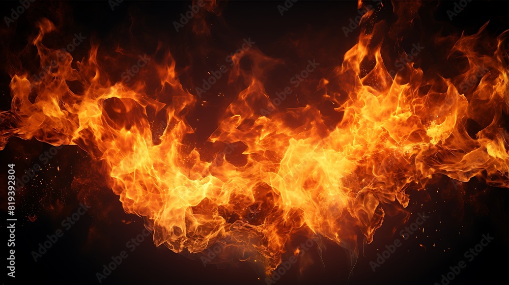 Fire flames on black background Fire flames on black background