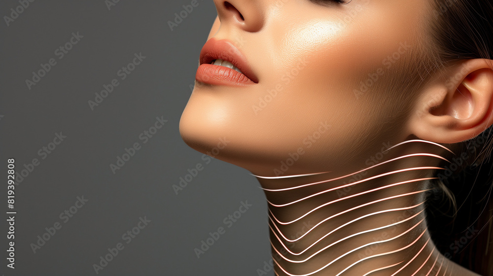 Fototapeta premium Womans Face With Lines on Her Neck