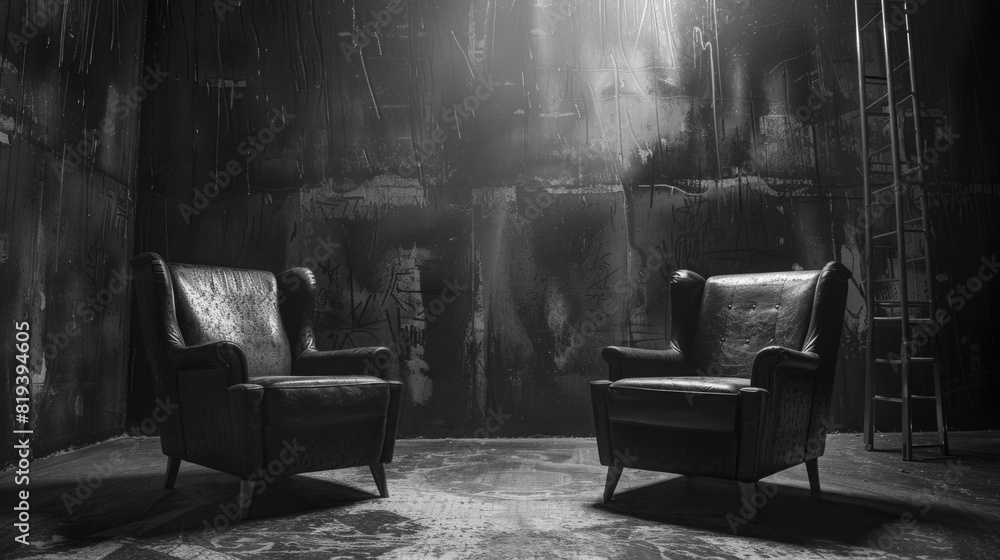 Two armchairs. Interview studio. Two armchairs. Interview studio.