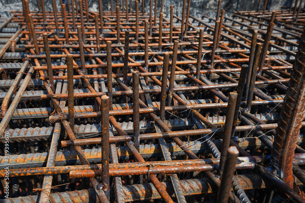 Pier reinforcement support is at a construction site in North China Pier reinforcement support is at a construction site in North China