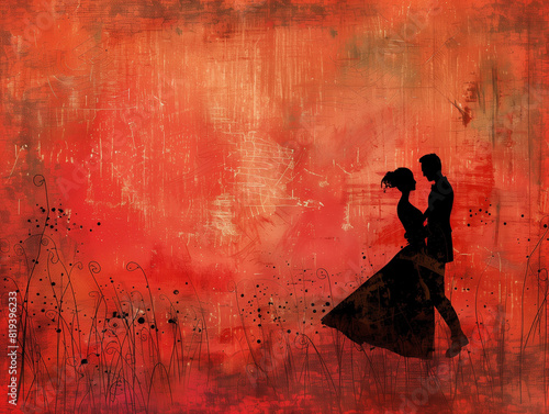 Silhouette of a couple dancing