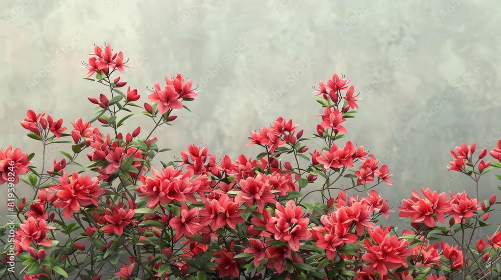 Beautiful blooming red azalea flowers against a textured gray wall background, perfect for spring or floral themed decor and projects. Beautiful blooming red azalea flowers against a textured gray wall background, perfect for spring or floral themed decor and projects.