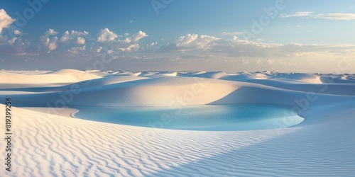 Vast dune desert. lençóis maranhenses in Brazil. White sand dunes and blue water pools photo