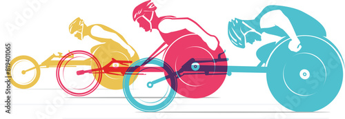Colorful Premium Editable Vector Illustration of wheelchair track and field race best for your digital graphic and print	