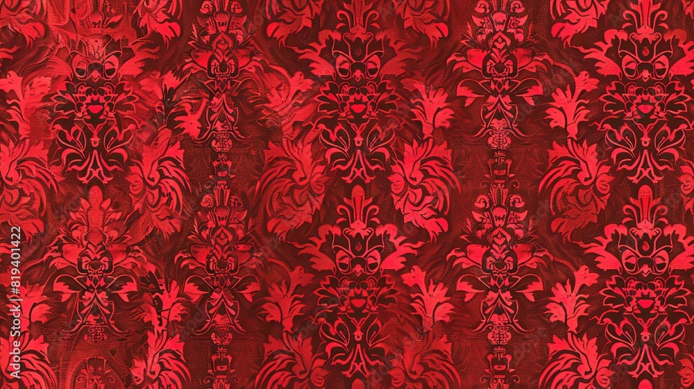 Red damask seamless pattern background wallpaper, textile, packaging, floral baroque pattern, Red damask seamless pattern background wallpaper, textile, packaging, floral baroque pattern,